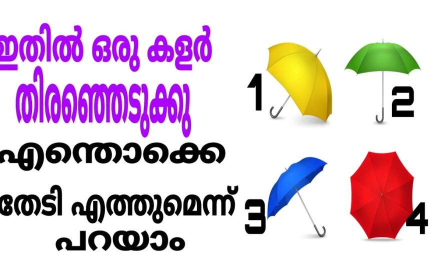 ഇവിടെ നൽകിയിരിക്കുന്ന പല നിറങ്ങളിലുള്ള കുടകളിൽ ഒരെണ്ണം തിരഞ്ഞെടുത്താൽ നിങ്ങളുടെ ഭാവിയെ കുറിച്ച് അറിയാം…