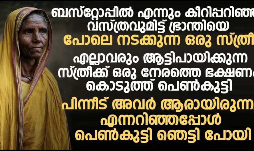 ബസ്റ്റോപ്പിൽ എന്നും കീറി പറഞ്ഞ വസ്ത്രവും ഇട്ട് ഭ്രാന്തിയെ പോലെ നടക്കുന്ന ഒരു സ്ത്രീ. ആരാണെന്ന് അറിഞ്ഞപ്പോൾ ഞെട്ടിപ്പോയി!