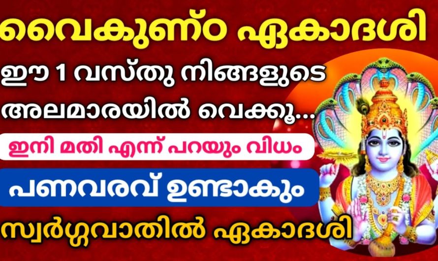 വൈകുണ്ഠ  ഏകദേശം ദിവസം ഈ ഒരു വസ്തു നിങ്ങൾ നിങ്ങളുടെ അലമാരിയിൽ വയ്ക്കു.!