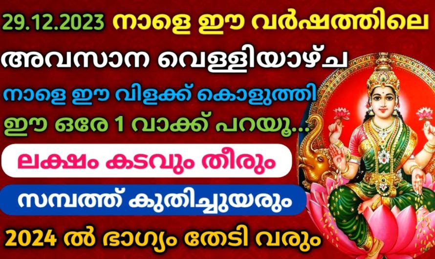 നാളെ ഈ വർഷത്തിലെ അവസാന വെള്ളിയാഴ്ച ഇങ്ങനെ വിളക്ക് കൊളുത്തി ഈ ഒരു വാക്ക് പറയൂ..