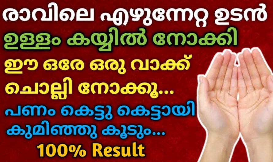 ഉള്ളം കയ്യിൽ നോക്കി ഈ ഒരേ ഒരു വാക്ക്  രാവിലെ എഴുന്നേറ്റ ഉടൻ ചൊല്ലിയാൽ..