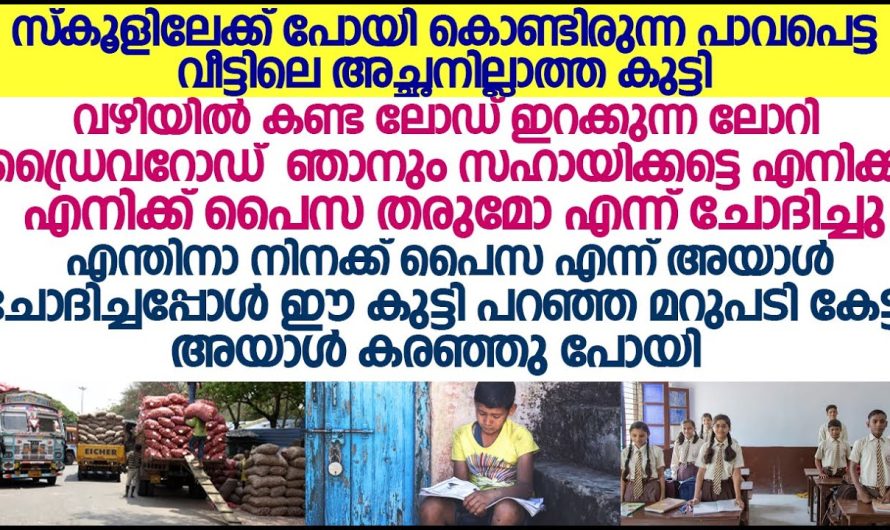 സ്കൂളിലേക്ക് പോയിക്കൊണ്ടിരുന്ന പാവപ്പെട്ട വീട്ടിലെ അച്ഛനില്ലാത്ത കുട്ടി ലോറി ഡ്രൈവറോട് ചോദിച്ചത് കേട്ടോ!!