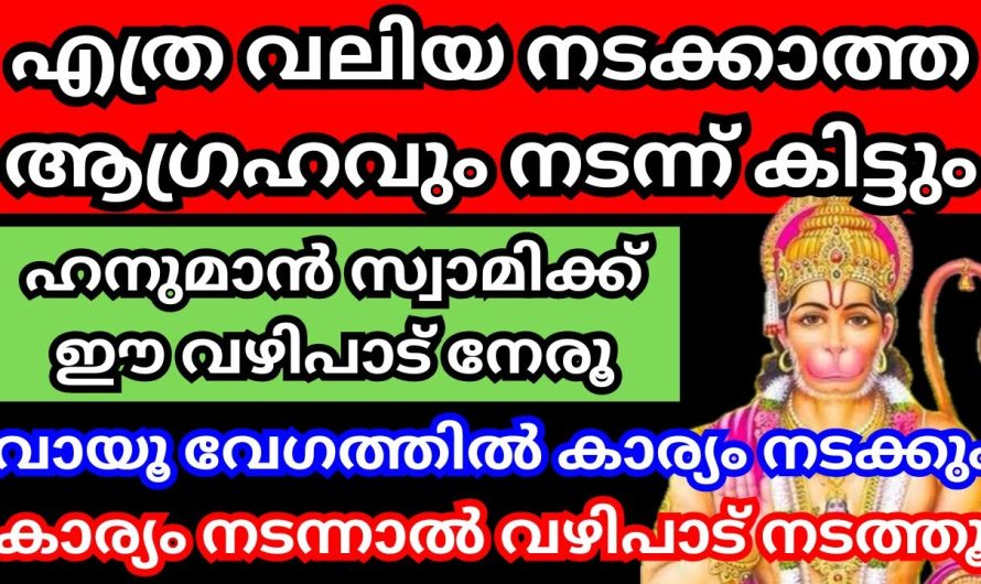 ഹനുമാൻ സ്വാമിക്ക് ഈ വഴിപാട് നേർന്നാൽ…. എത്ര വലിയ ആഗ്രഹവും നടന്നു കിട്ടും!