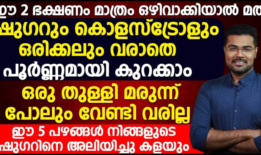 ഷുഗറും കൊളസ്ട്രോളും ഒരുത്തുള്ളി മരുന്നും പോലും ഇല്ലാതെ കുറയ്ക്കാം