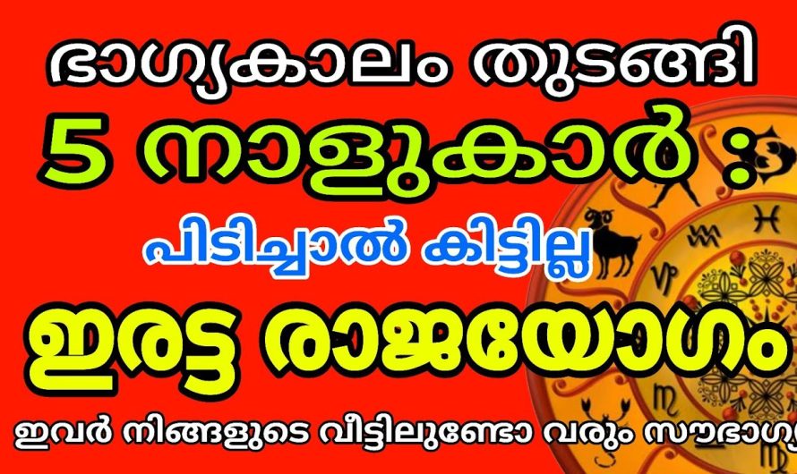 ഈ 5 നാളുകാർ നിങ്ങളുടെ വീട്ടിൽ ഉണ്ടോ??? ഇരട്ട രാജയോഗം