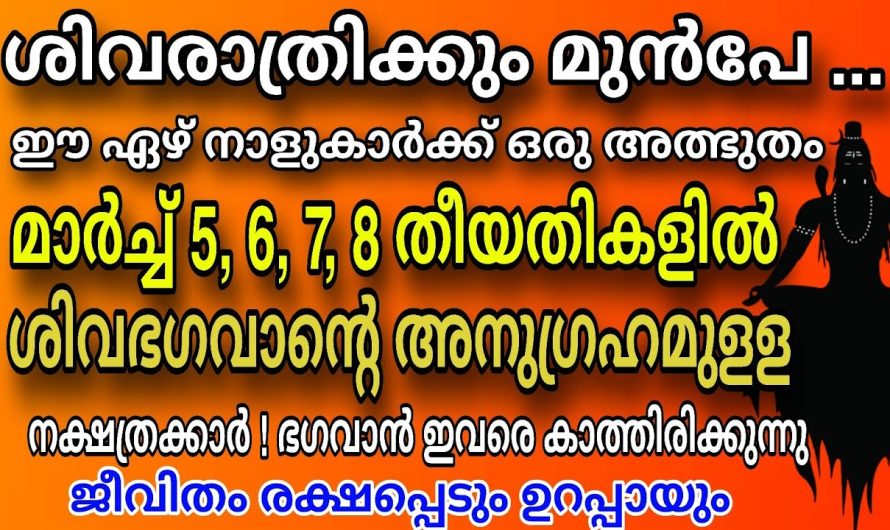 ശിവരാത്രിയോടെ വട്ടപൂജ്യത്തിൽ നിന്നും കോടീശ്വര യോഗത്തിൽ എത്തുന്ന 7നാളുകാർ.