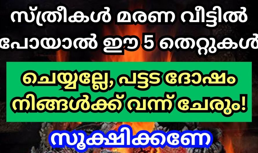 മരണ വീട്ടിൽ പോയാൽ ഈ 5 തെറ്റ് ചെയ്യല്ലേ, പട്ടട ദോഷം നിങ്ങൾക്ക് വന്ന് ചേരും, സൂക്ഷിക്കണേ