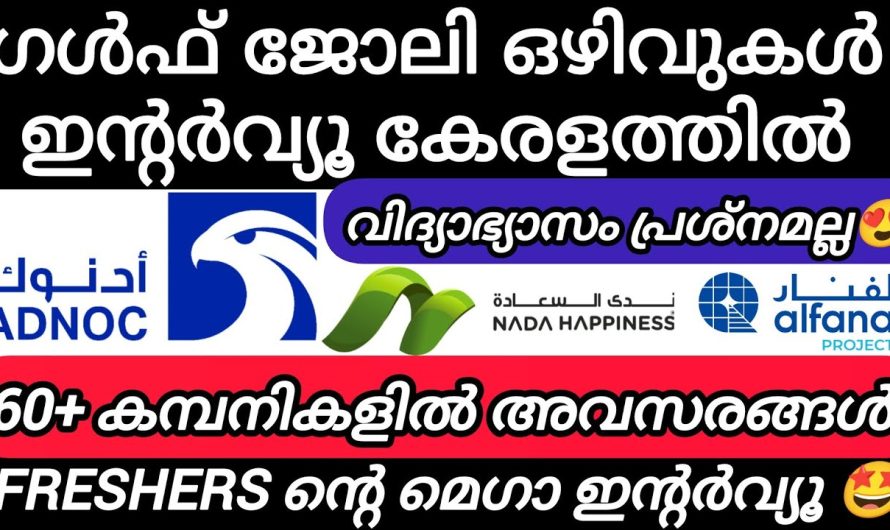 ഗൾഫ് ജോലി ഒഴിവുകൾ ഇന്റർവ്യൂ കേരളത്തിൽ👇👇