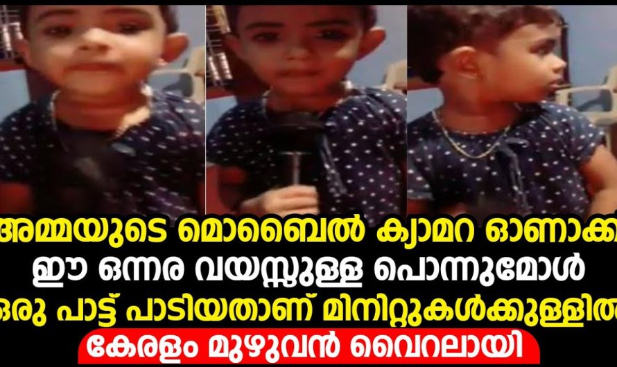 അമ്മയുടെ മൊബൈൽ ക്യാമറ ഓണാക്കി ഈ ഒന്നര വയസ്സുള്ള പൊന്നുമോൾ ഒരു പാട്ട് പാടിയതാണ്