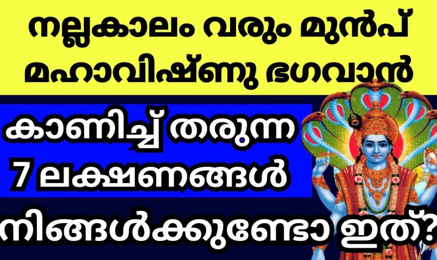 മഹാവിഷ്ണു ഭഗവാൻ തന്റെ ഭക്തർക്ക് നൽകുന്ന ഐശ്വര്യ ലക്ഷണങ്ങൾ, ഇവ കണ്ടാൽ വരാൻ പോകുന്നത് നല്ലകാലം