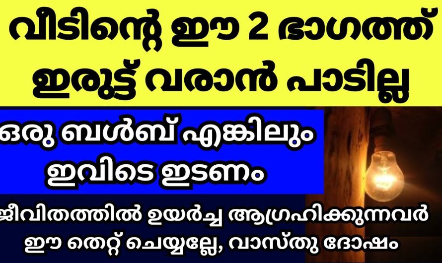പ്രകാശത്തിന്റെ സ്ഥാനം എന്ന് വാസ്തു ശാസ്ത്രത്തിൽ പറയുന്ന ഇടം ഇതാണ്, ഇവിടെ ഒരു ബൾബെങ്കിലും ഇടണേ