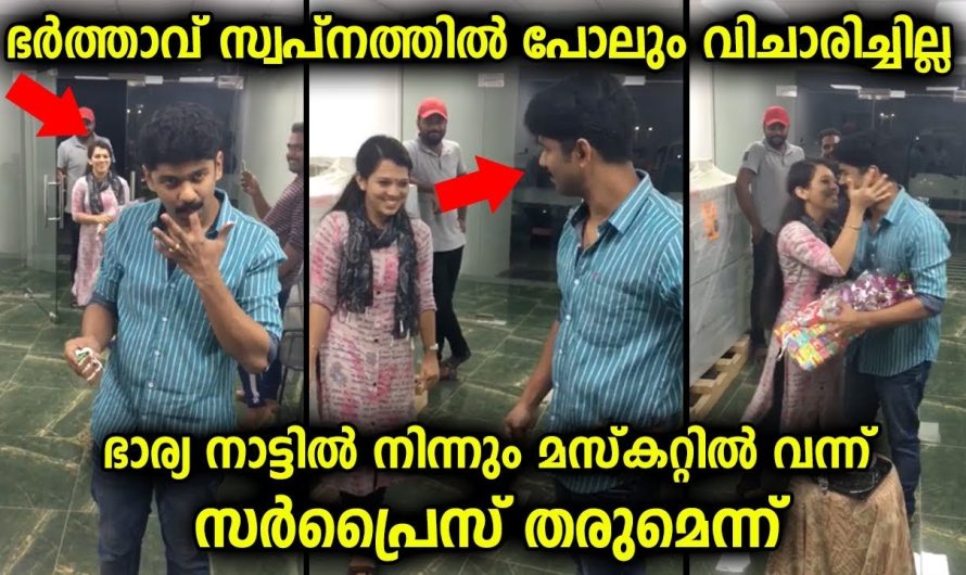 ഭർത്താവ് സ്വപ്നത്തിൽ പോലും വിചാരിച്ചില്ല ഭാര്യ നാട്ടിൽ നിന്നും വന്നു സർപ്രൈസ് തരുമെന്ന്