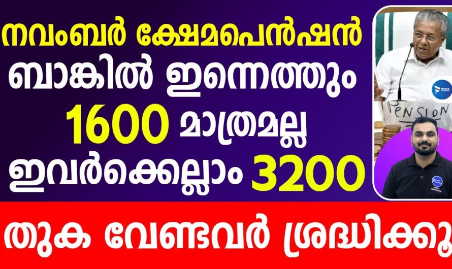 നവംബർ ക്ഷേമപെൻഷൻ ഇന്ന് വിതരണം|1600 മാത്രമല്ല 3200 വരെ ഇവർക്കെല്ലാം
